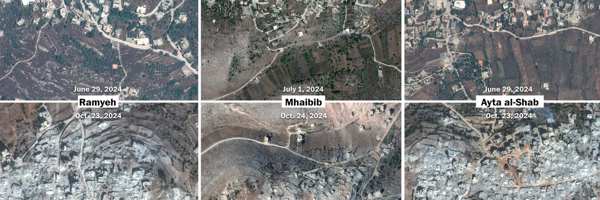 Satellite imagery shows destruction of Lebanese towns