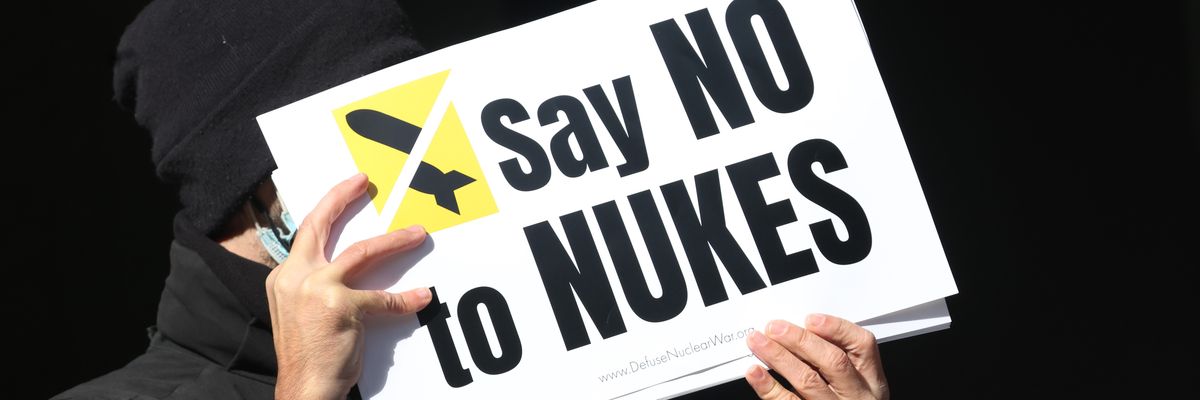 "Say No to Nukes," sign says