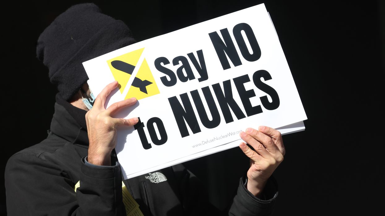 "Say No to Nukes," sign says