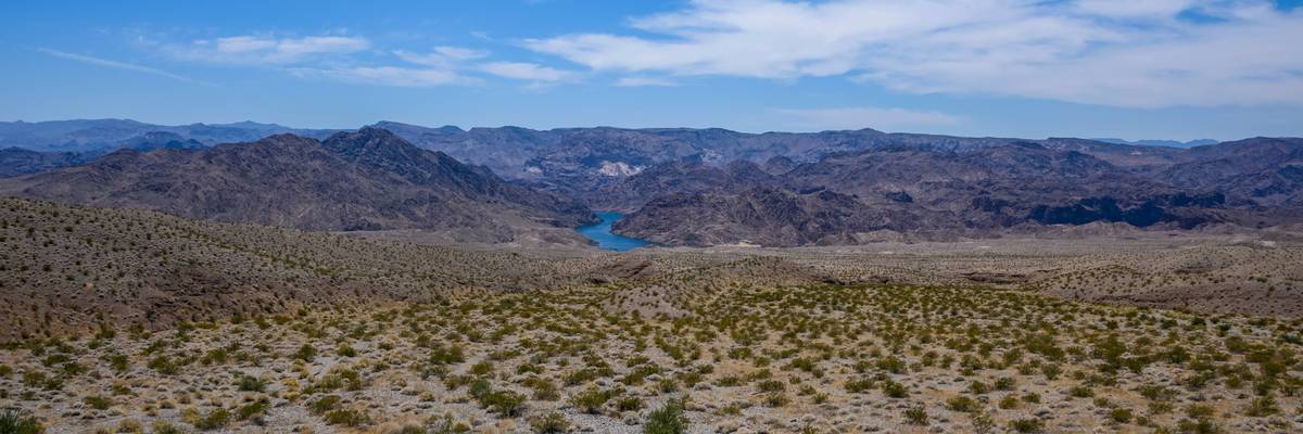 Scenic View Of Desert Against Blue Sky, Boulder City, United States