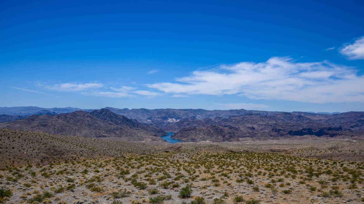 Scenic View Of Desert Against Blue Sky, Boulder City, United States