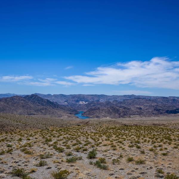 Scenic View Of Desert Against Blue Sky, Boulder City, United States