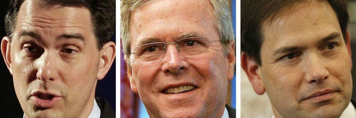 Scott Walker, Jeb Bush and Marco Rubio