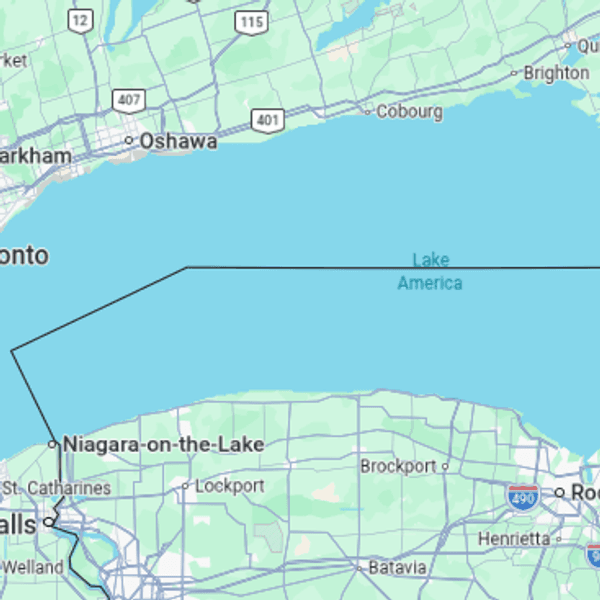 Screenshot of Google Maps with "Lake America"
