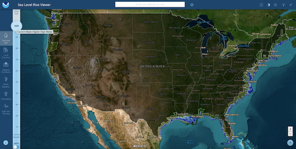 Sea-level rise map of US