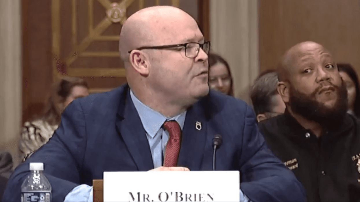 Sean O'Brien, president of the International Brotherhood of Teamsters, testifies at a Senate committee hearing on March 8, 2023 in Washington, D.C.