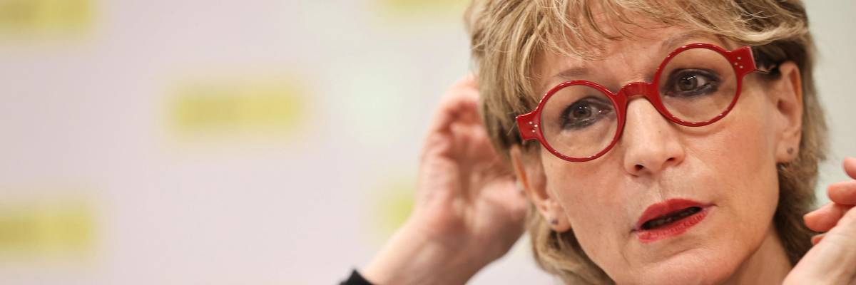 Secretary General of Amnesty International, Agnes Callamard holds a press conference in East Jerusalem on February 1, 2022.