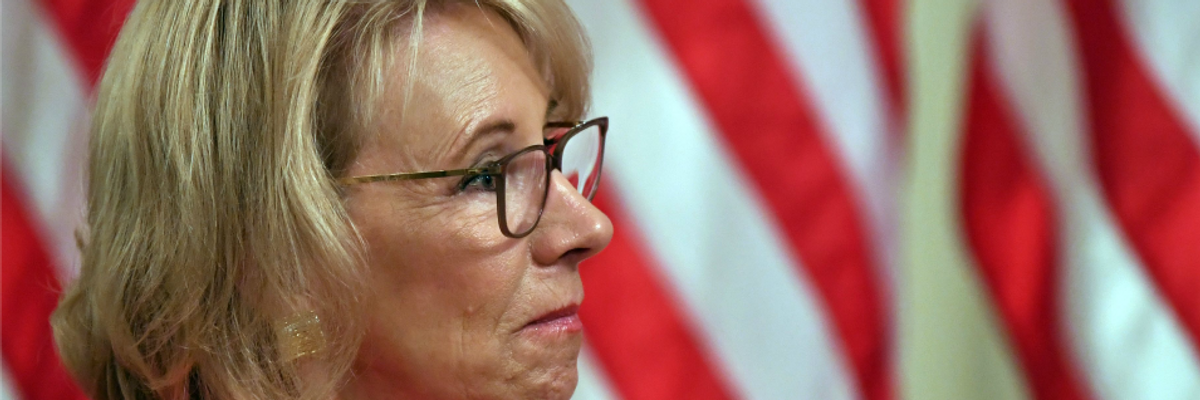'Bye-Bye, Betsy DeVos. You Won't Be Missed,' Says Sanders as Billionaire Education Secretary Attacks Push for Tuition-Free College