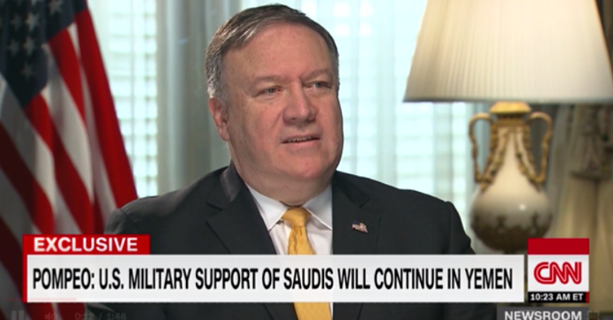 Secretary of State Mike Pompeo speaking to CNN's Wolf Blitzer on Saturday, Dec. 1, 2018. (Photo: Screengrab/CNN)