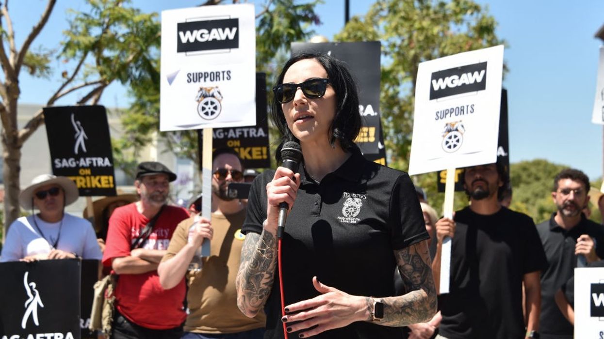 Secretary-Treasurer of Teamsters Local 399 Lindsay Dougherty at a picket line.