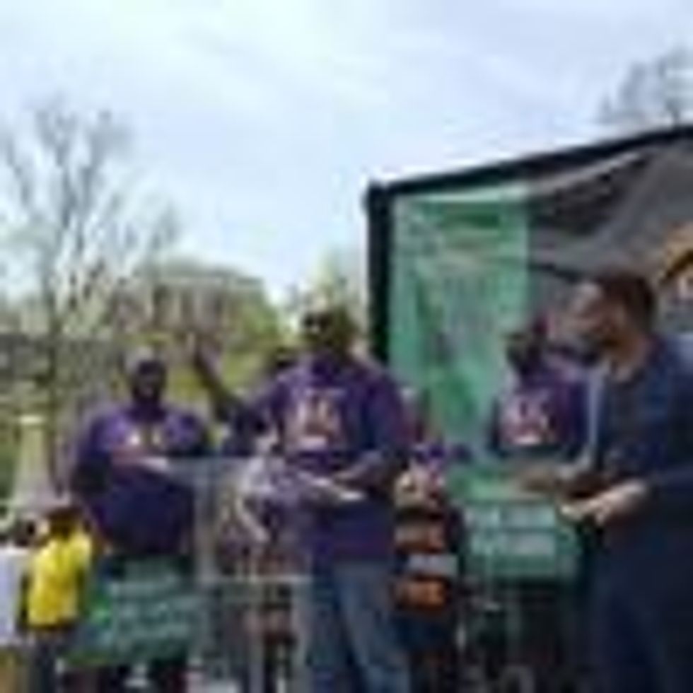 SEIU executive vice president Gerry Hudson speaks at the