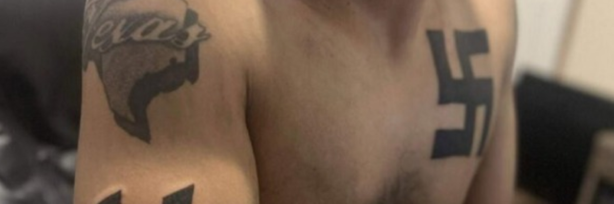 Selfie of Texas neo-Nazi with swastika tattoo who shot and killed eight people.
