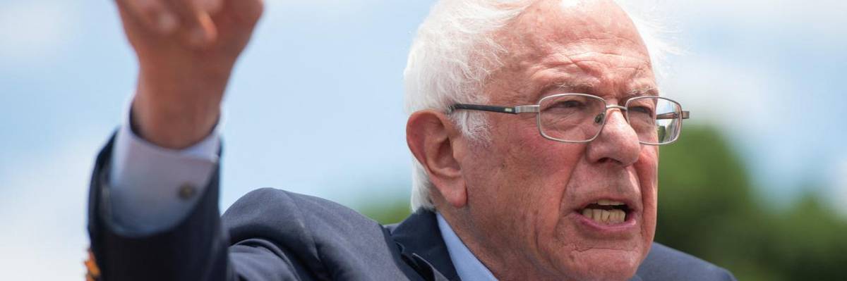 Sen. Bernie Sanders addresses a rally where advocates called for economic reforms.