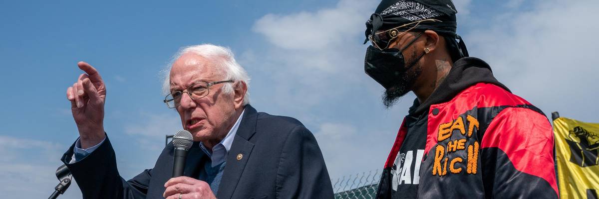Sen. Bernie Sanders and Amazon union organizer Chris Smalls