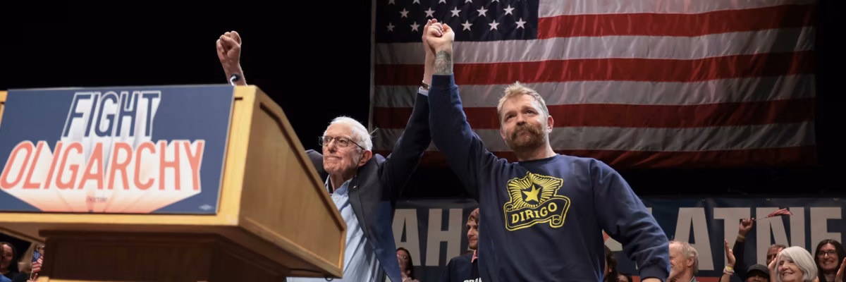 Sen. Bernie Sanders and Graham Platner rally