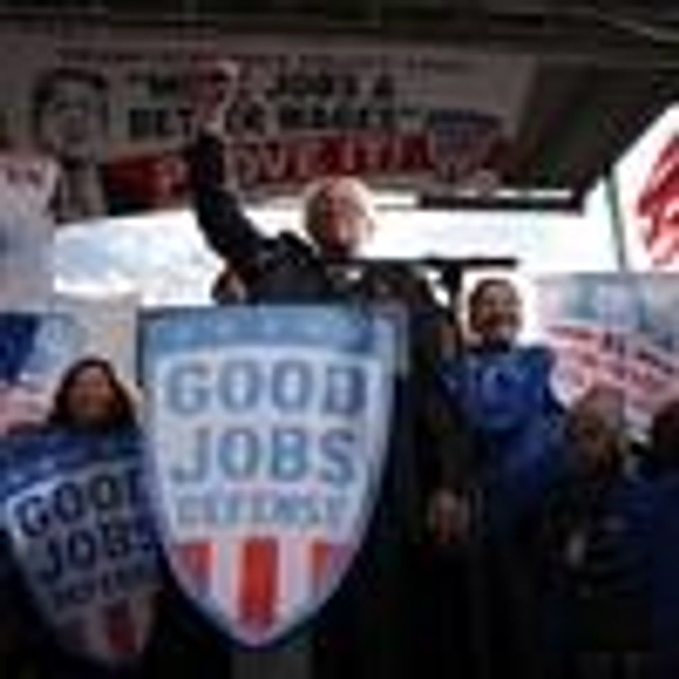 Sen. Bernie Sanders at a rally for jobs.