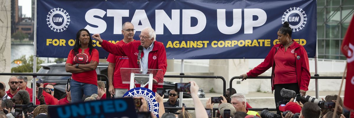 Sen. Bernie Sanders at a United Auto Workers rally