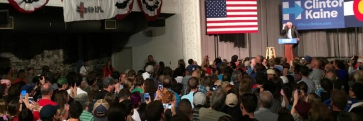 Sen. Bernie Sanders campaigns for Democratic nominee Hillary Clinton in Denver