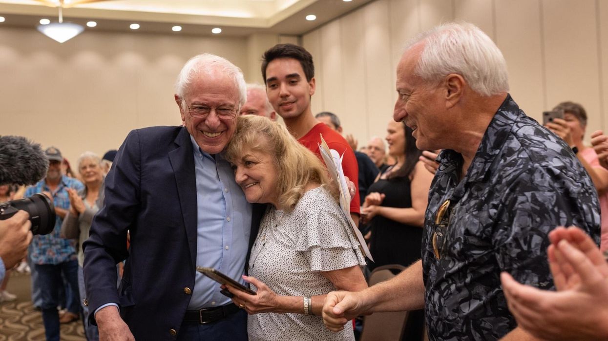 Sen. Bernie Sanders embraces Maine resident