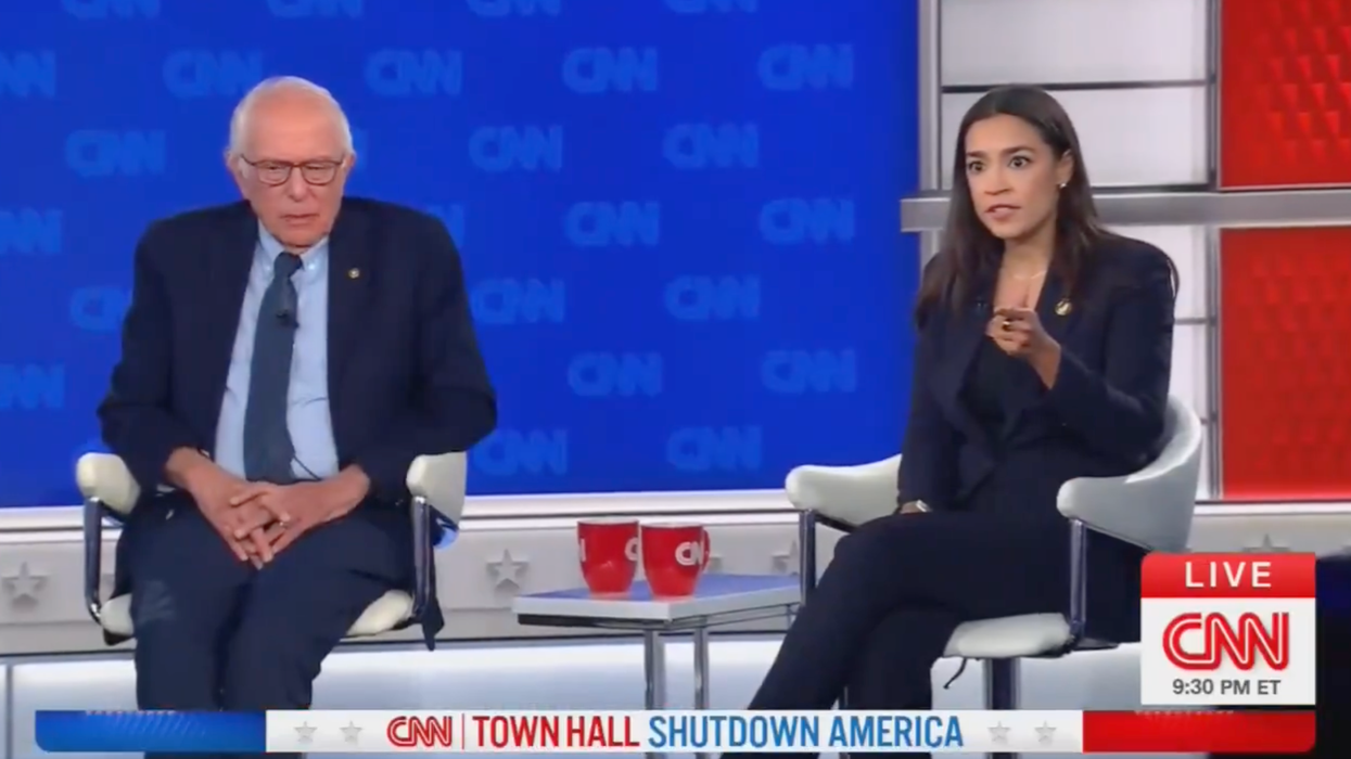 Sen. Bernie Sanders (I-Vt.) and Rep. Alexandria Ocasio-Cortez (D-NY)