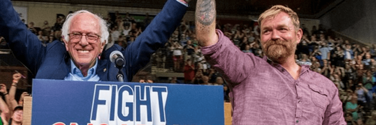 Sen. Bernie Sanders (I-Vt.) and US Senate candidate Graham Platner