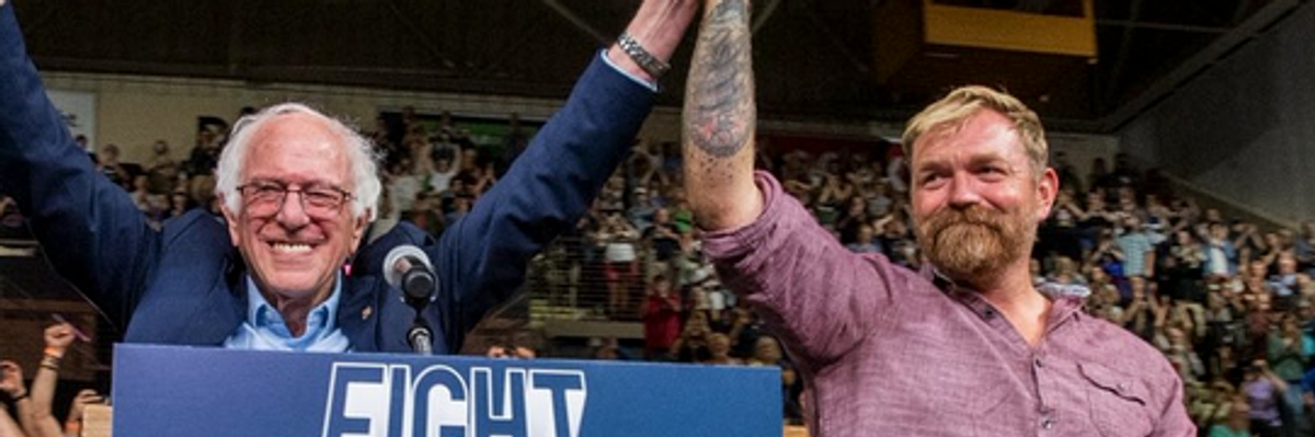 Sen. Bernie Sanders (I-Vt.) and US Senate candidate Graham Platner