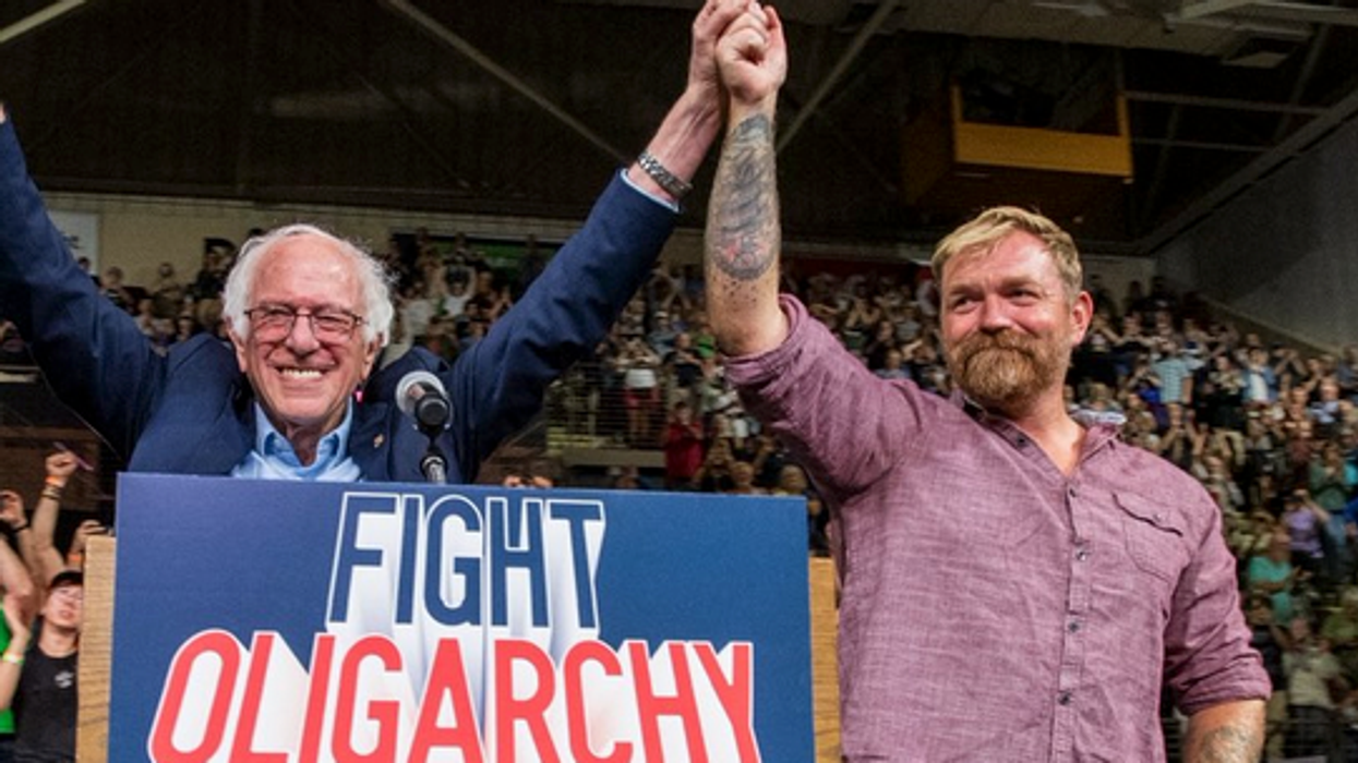Sen. Bernie Sanders (I-Vt.) and US Senate candidate Graham Platner