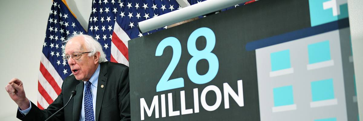 Sen. Bernie Sanders (I-Vt.) announces the introduction of the Community Health Center and Primary Care Workforce Expansion Act of 2019 at the U.S. Capitol on March 28, 2019.