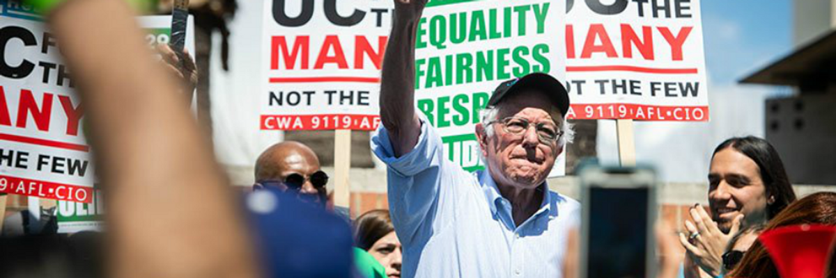 Decrying 'War Being Waged Against Working People,' Sanders Joins Striking Union Members at UCLA