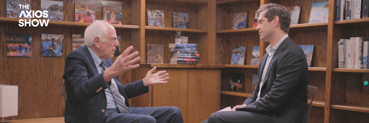 Sen. Bernie Sanders (I-Vt.) speaks about Rep. Alexandria Ocasio-Cortez