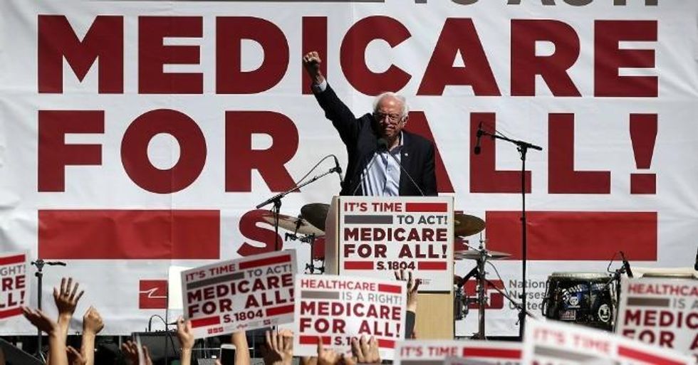 Sen. Bernie Sanders (I-Vt.) speaks during a health care rally at the 2017 Convention of the California Nurses Association/National Nurses Organizing Committee on September 22, 2017 in San Francisco, California. (Photo: Justin Sullivan/Getty Images)