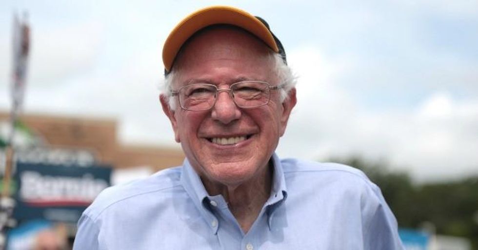 Sen. Bernie Sanders (I-Vt.) walks in the Independence Day parade with supporters in Ames, Iowa. (Photo: Gage Skidmore/flickr/cc)
