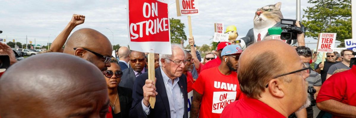 Sen. Bernie Sanders Joins UAW Picket Line In Detroit