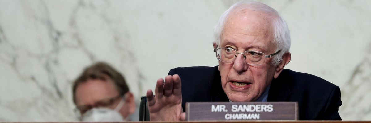 Sen. Bernie Sanders speaks at a hearing