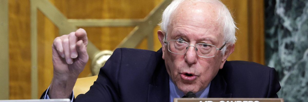 Sen. Bernie Sanders speaks at a hearing