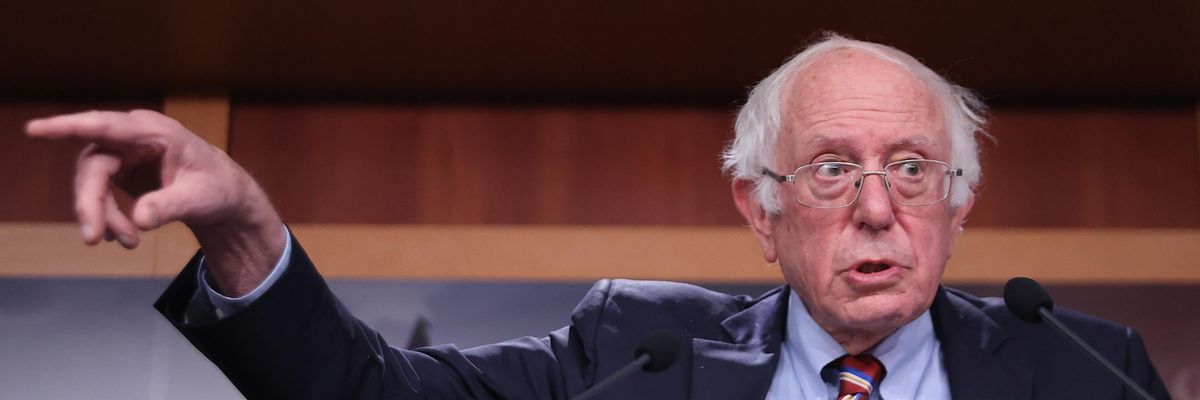 Sen. Bernie Sanders speaks at a news conference