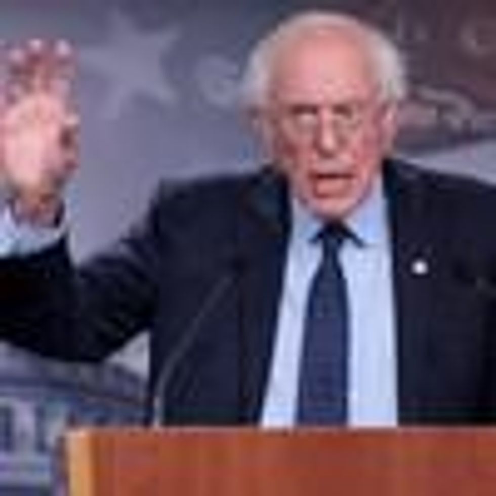 Sen. Bernie Sanders speaks at a press conference.