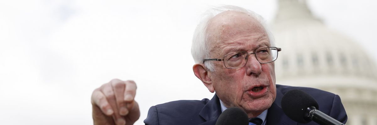 Sen. Bernie Sanders speaks at a press conference