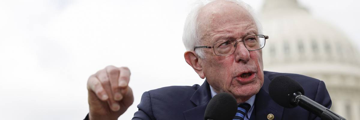 Sen. Bernie Sanders speaks at a press conference