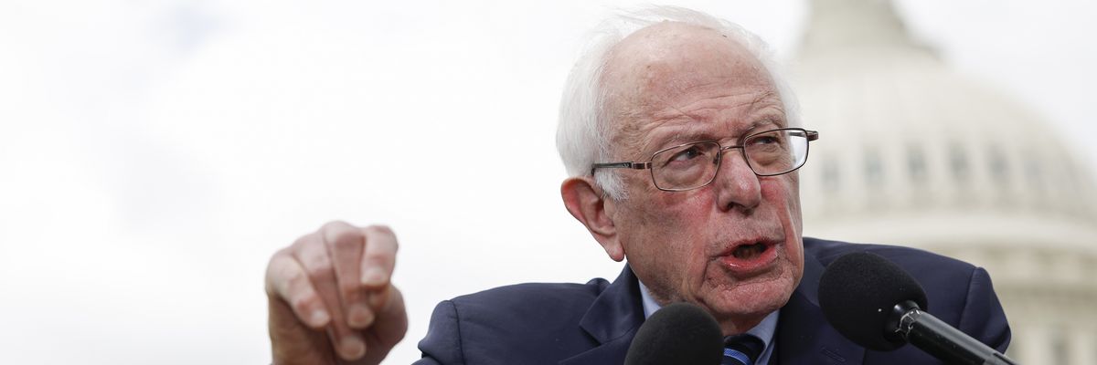 Sen. Bernie Sanders speaks at a press conference