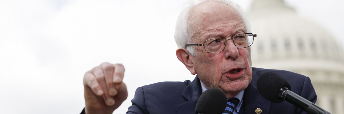 Sen. Bernie Sanders speaks at a press conference