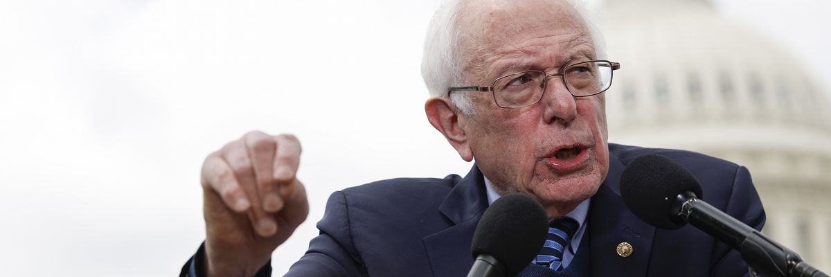 Sen. Bernie Sanders speaks at a press conference