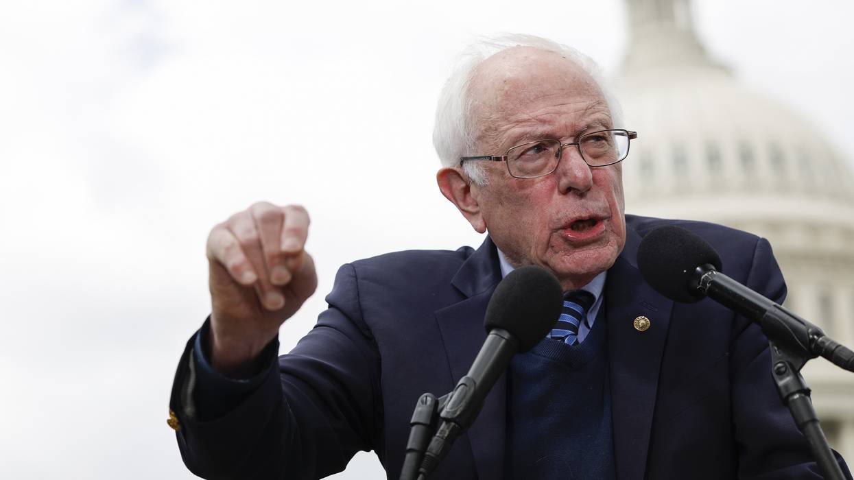 Sen. Bernie Sanders speaks at a press conference
