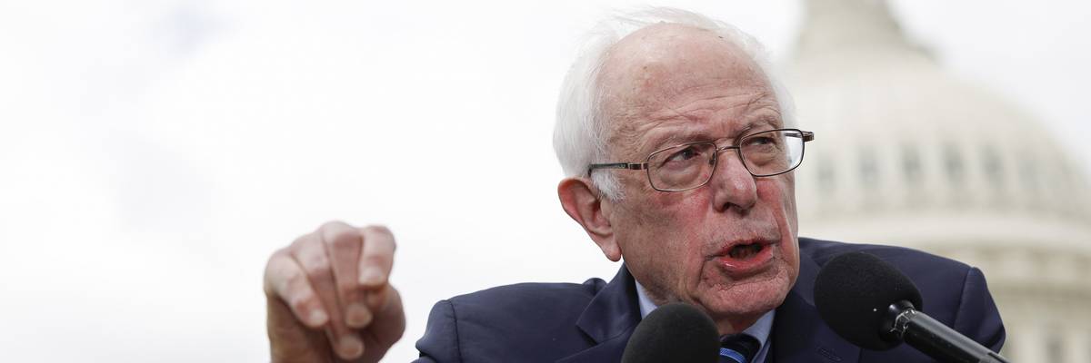 Sen. Bernie Sanders speaks at a press conference