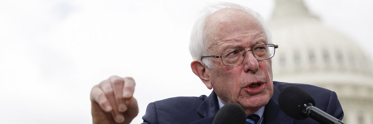 Sen. Bernie Sanders speaks at a press conference