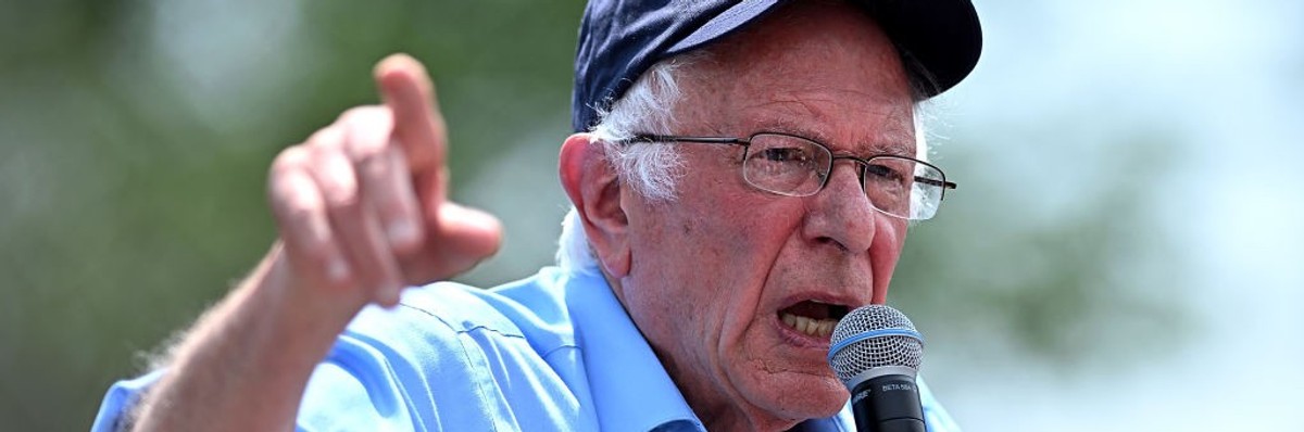 Sen. Bernie Sanders speaks at a rally for Jamaal Bowman