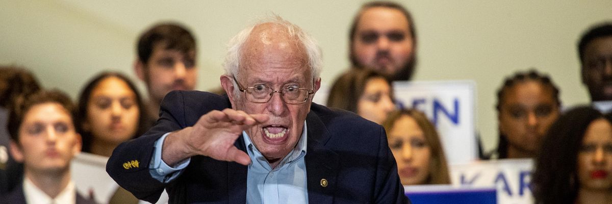 Sen. Bernie Sanders speaks at a rally in Los Angeles