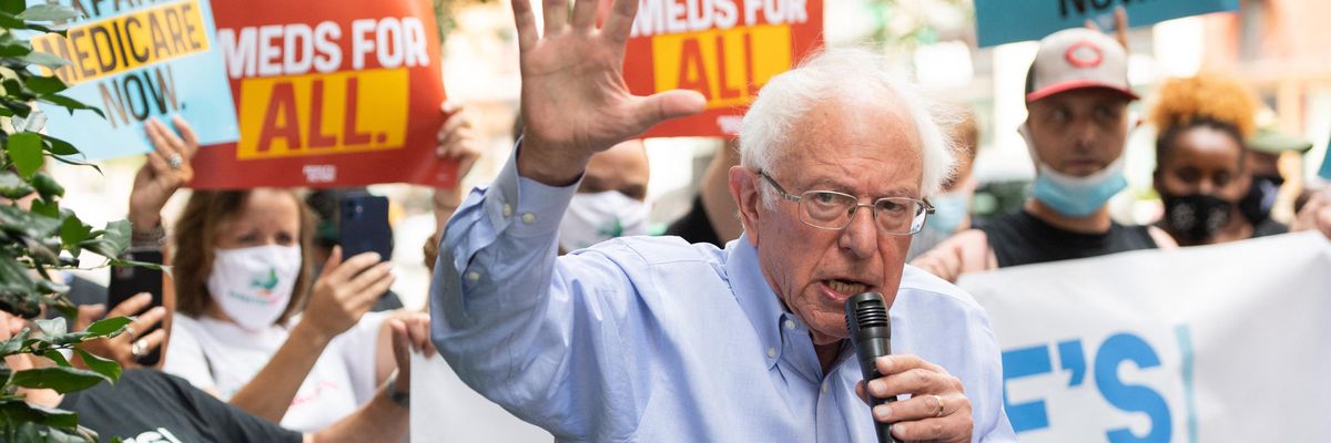 Sen. Bernie Sanders speaks at a rally