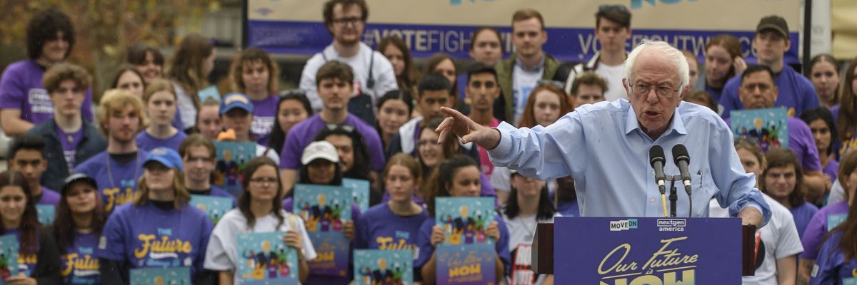 Sen. Bernie Sanders speaks at a rally