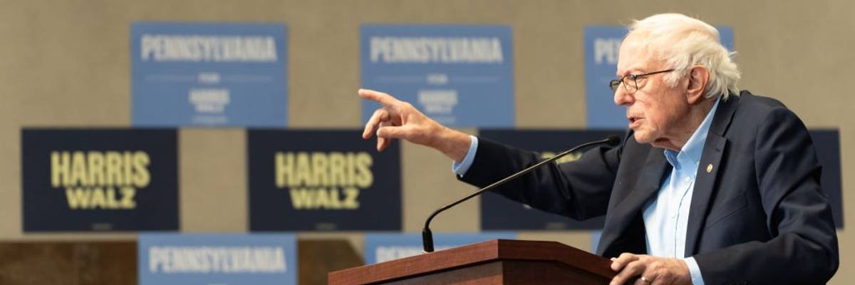 Sen. Bernie Sanders speaks at Harris-Walz rally